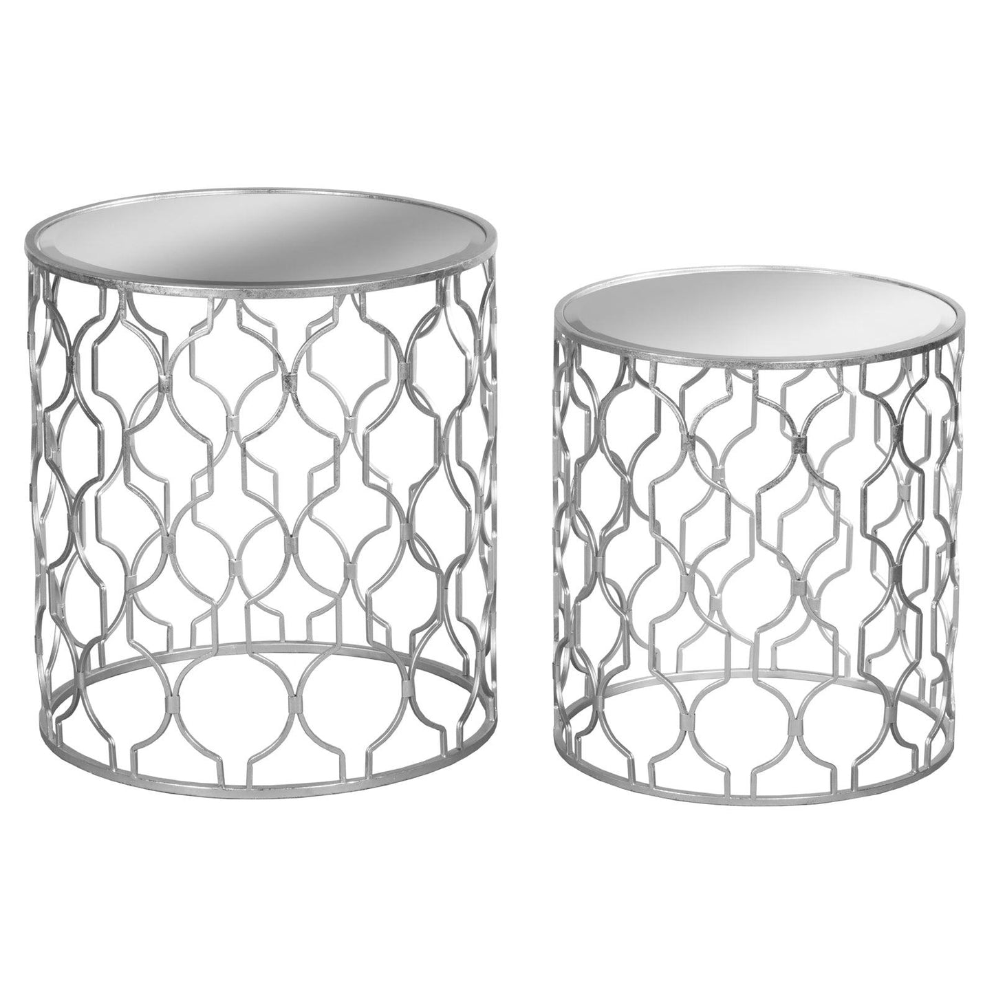 Arabesque Mirrored Side Tables - Set of Two - Abode Decor