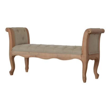 Carved French Style Mud Linen Bench - Abode Decor