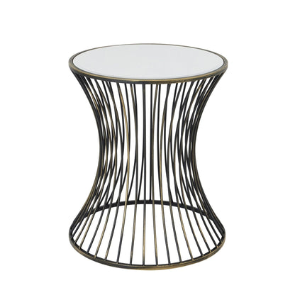 Concaved Mirrored Side Table - Abode Decor