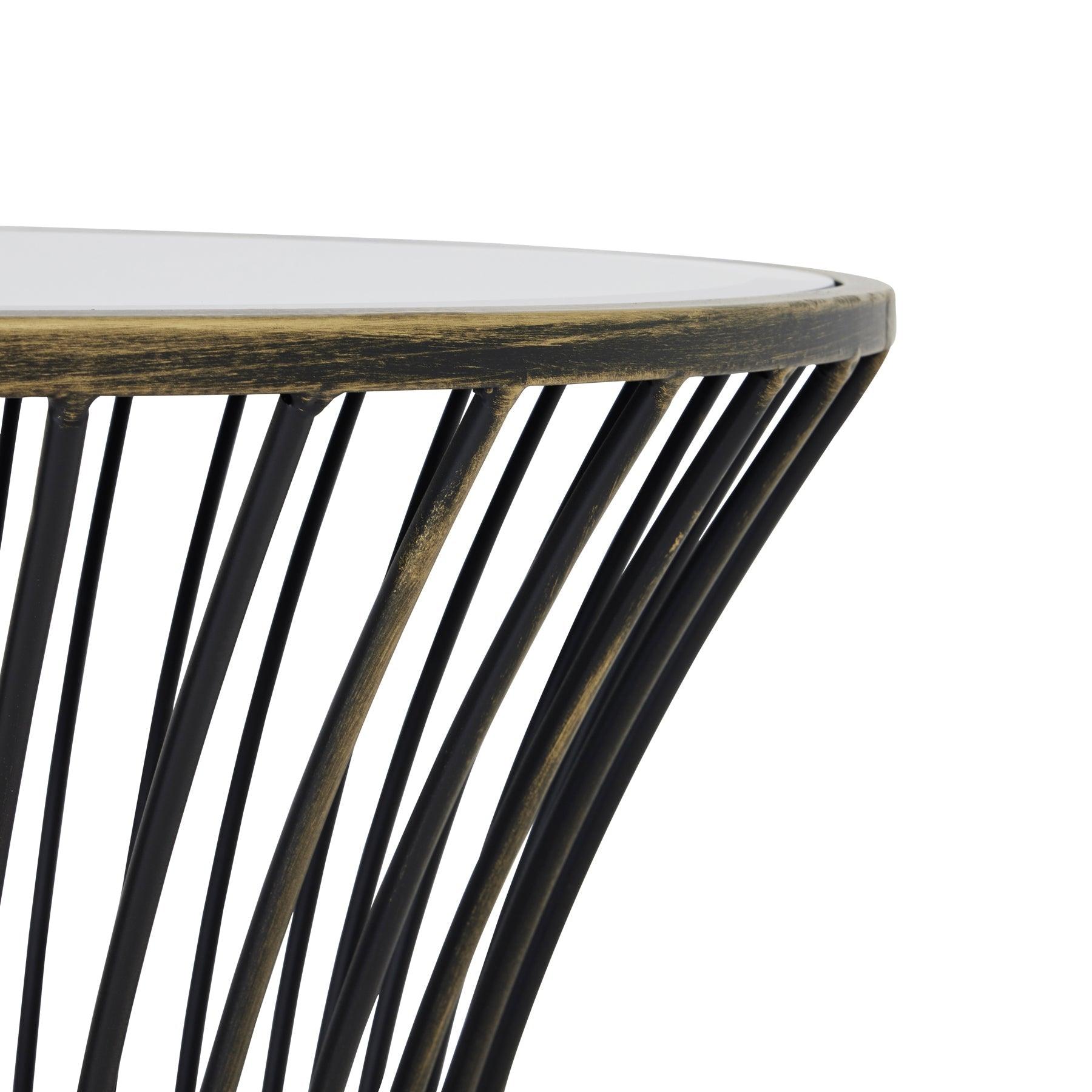 Concaved Mirrored Side Table - Abode Decor