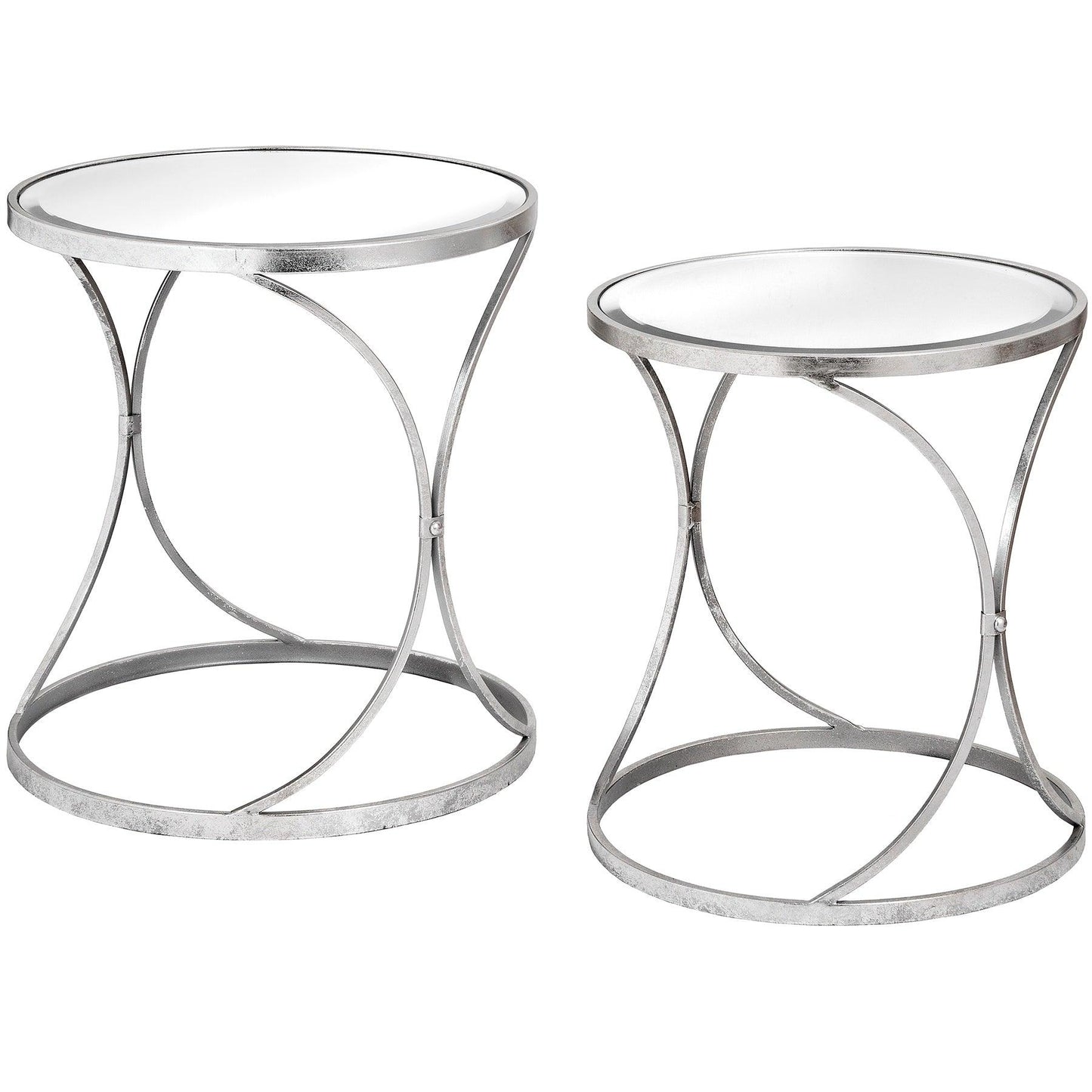 Silver Curved Design Set Of 2 Side Tables - Abode Decor